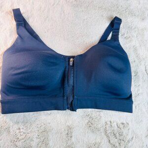 Old Navy Sports Bra Womens 34D Powersoft High Support Front Zip Navy Wireless